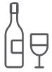 Drawing of wine bottle next to Half full wine glass