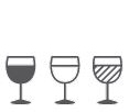 Drawing of wine glasses with different fill levels